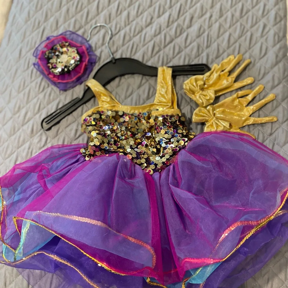 Revolution Gold and Purple Sequin Kids Costume